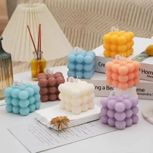 Factory OEM Private Label Scented Candles Natural Soy Wax Pastel Bubble Cube Ball Candle Wedding Birthday Favor