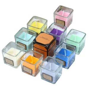 Factory Price Fruity Scented Art Candle Natural Soy Wax Vintage Square Jar for Easter