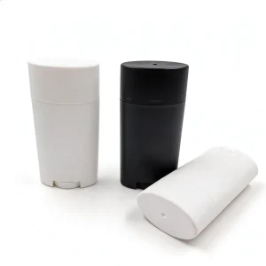 Factory Supplier 75g Bottom Filling Oval Shape Matte Black Twist up Deodorant Stick Container Deodorant Bottle