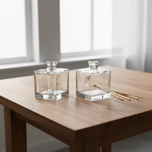 Fashion Modern Home Air Freshening Square Room Large 500ml Essential Oil Reed Diffuser Glass Bottle