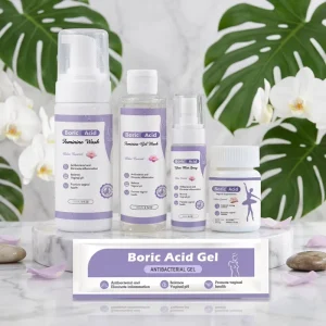 Feminine Hygiene Kit Natural Herbal Boric Acid Capsules Foam Wash Gel Spray Yoni Care Set Boric Acid Suppositories