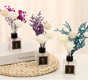 Fireless Essential Oil Fragrance Reed Diffuser with Dried Flowers Glass Mosquito Repellent