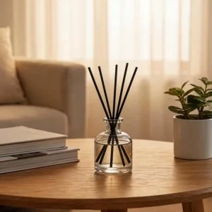 Fireless Home Fragrance Glass Bottle Fruity Scent Essential Oil Reed Diffuser Set with Sticks