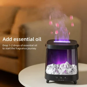 Fireplace Essential Oil Aroma Diffuser and Flame Humidifier with USB Remote Control and Colorful LED Light