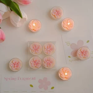 Flower Shape Peach Blossom Tealight Candles Soy Wax Home Decor Aromatherapy Candles Tea Light Handmade Scented Candle