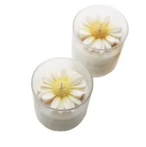 Flower Shaped Chamomile Scented Candle in Daisy Glass Jar Handmade Soy Wax Aromatherapy Table Centerpiece Home Decor