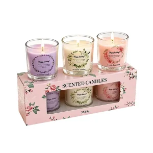 For Glass Cup Aromatherapy Candle Gift Set Smoke-Free Soy Wax Lavender Rose Valentines Day Mothers Day