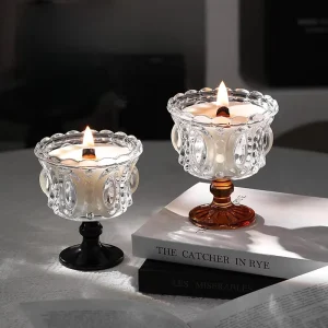 French Pearl Scented Candle in Premium Gift Box with Creative Glass Design for Christmas Atmosphere Souvenir