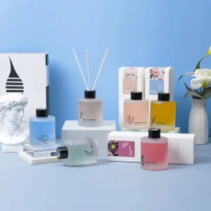 Frosted Colorful Reed Diffuser Glass Bottle Christmas Aroma Reed Diffuser Set
