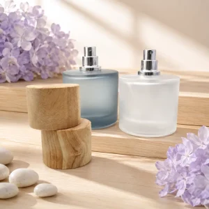 Frosted Glass Perfume Bottles Round Glass Perfume Bottles in 50ml 100ml and 150ml with Wooden Lids