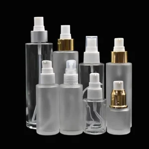 Frosted Glass Pump Lotion Bottle 10ml 15ml 20ml 30ml 50ml 100ml 120ml 150ml Clear Flat Shoulder Glass Spray Bottle for Cosmetic