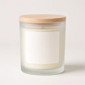Frosted Glass Soy Wax Scented Candle with Wood Lid