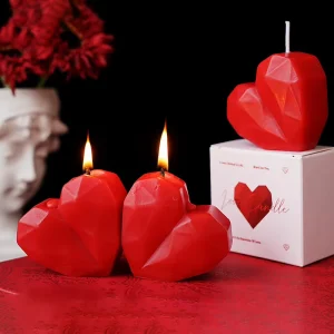 Geometry Heart Shape for Aromatherapy and Home Decoration Gift Handmade Velvet Roses Scented Candle