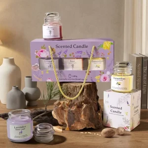 Gift Box Scented Soy Candle Set Multiple Fragrance Aromatherapy Candles Thoughtful Gift for Anniversary Mother’s Day Occasions