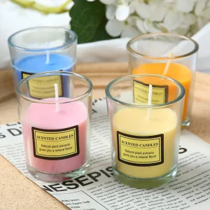 Gift Box Set Scented Candle Smokeless Odor Eliminating Plant Based Wax Indoor Candle Aromatherapy Glass Jar Romantic Fragrance