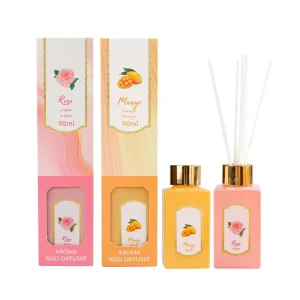 Glass Bottle Decorative Flower Fruit Oil Air Freshener Home Fragrance Reed Diffuser for Home Office Table Decor