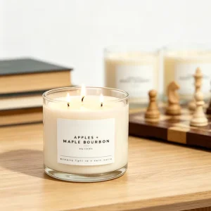 Glass Jar Triple-Wick Non-Toxic Vegan Candle with Essential Oil Scent for Home, Yoga, Meditation, and Bars