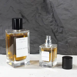 Glass Perfume Bottle 30ml 50ml 100ml Clear Rectangular Bayonet with Magnetic Cap Screen Printed