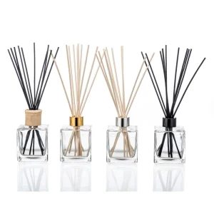 Glass Reed Diffuser Bottle 100ml 150ml 200ml 500ml Round Clear Empty with Custom Logo for Gift Packaging
