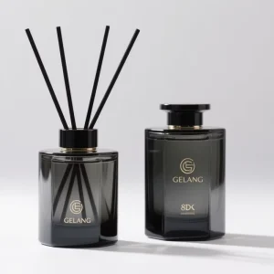Glass Reed Diffuser Bottle 150ml 200ml Round Square Black with Reed Sticks