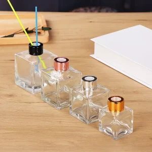 Glass Reed Diffuser Bottle 50ml 100ml 150ml 200ml Rubber Stopper Square Shape Refillable Leak Proof