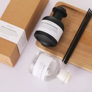 Glass Reed Diffuser Bottles Empty Frosted Black Clear Aromatherapy Fragrance Container Home Scent Diffuser With Sticks