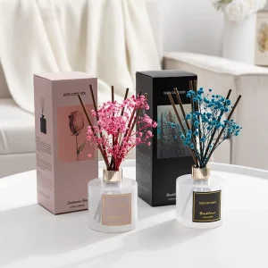 Glass Reed Diffuser with Dried Flowers Home Fragrance