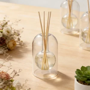 Glass Reed Diffuser with Lavender and Vanilla Scent and Natural Essential Oil