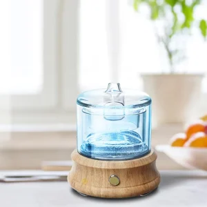 Glass Reservoir Aroma Diffuser with Natural Wood Base for Home and Office