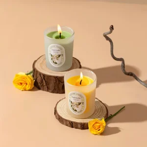 Glass Scented Candle Eight Fruit Floral Scents Natural Soy Wax Separate Color Box Low Smoke Calming Bedroom Wedding