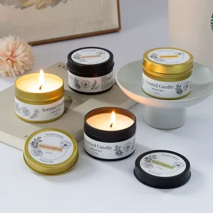 Gold Color Personalized Wedding Soy Wax Custom Tin Candle Diwali Father’s Day Handmade Environment Friendly