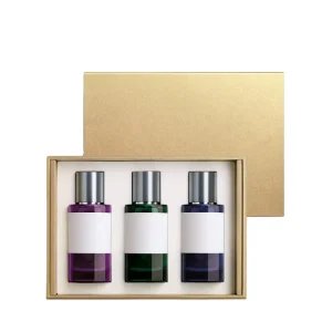 Gold Minimalist Perfume Set Gift Boxes Two Piece Structure Custom Inserts for Fragrance Sample Gifts