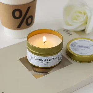 Gold Small Metal Jar Natural Plant Soy Wax Tin Candle Private Label Luxury Aromatic Scented Candles