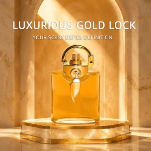 Golden Lock Women Perfume 100ml Square Amber Glass Bottle Oriental Warm Fragrance Long Lasting for Daily Party Dating Use