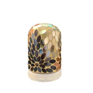 Golden Mosaic Ceramic Aroma Diffuser with LED Light, Porcelain Humidifier, Essential Oil Diffuser
