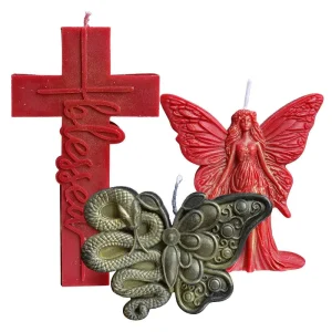 Gothic Aromatherapy Candles Set Playing Card Cross Angel Skull Butterfly Shaped Soy Wax Scented Candles for Halloween Home Decor