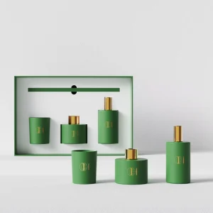 Green Color Candle Set Transparent Jar Home Spray for Reed Diffuser Wax for Home Decoration Holiday Christmas
