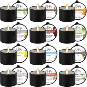 H56 High quality 12 piece Set Cotton Wick Soy Wax Small Metal Tin Massage Scented Candles