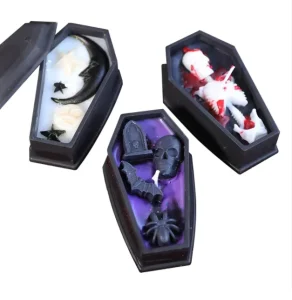 Halloween DIY Coffin Decorative Candle Vampire Shaped Scented Candle with Skull and Tombstone Perfect for Halloween