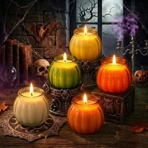 Halloween Decor Pumpkin Glass Scented Candles Candle Soy Wax Home Fragrance Aroma Candles with Lid