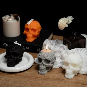 Halloween Pattern Skull Scented Candle Handmade Skull Candle Decoration