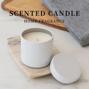 Handcrafted Decorative Lidded Tin Container Natural Soy Wax Candle for Wedding Housewarming Presents