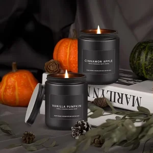 Handmade 8oz Soy Candles Custom Logo Vegan Aromatic Luxury Glass Jars Vanilla Pumpkin Spice Scented Non-Toxic Lid Box