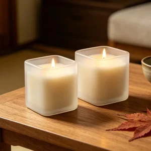 Handmade Aromatherapy Candle Matte Rectangular Glass Jar Essential Oil Non Toxic Holiday Biodegradable Long Burning Thanksgiving