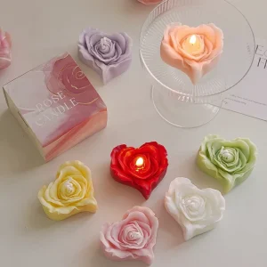 Handmade Aromatherapy Love Heart Shaped Rose Scented Candles Wedding Favor Gift Flowers Personalized Scented Candles
