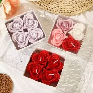 Handmade Aromatherapy Love Heart Shaped Rose Scented Candles Wedding Favor Gift Flowers Personalized Scented Candles