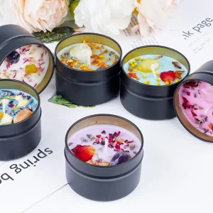 Handmade Aromatherapy Scented Soy Wax Candles Flowers Jasmine Lotus Crystal Gemstone Fragrance Holiday Diwali Gift Box