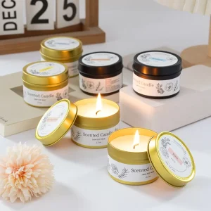 Handmade Biodegradable Natural Scented Candles Aromatherapy Jars Home Bedroom Christmas Decorations Gold Color Candle
