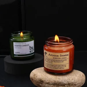 Handmade Classical Eco Friendly Aromatherapy Soy Wax Candle Custom Fragrance 100% Cotton Wick Green Glass Bottle for Sustainable