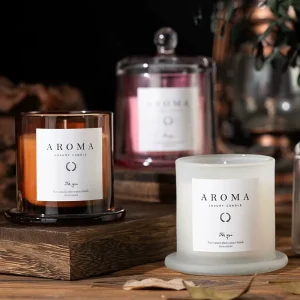 Handmade Custom Scented Aromatherapy Candle in Modern Frosted Glass Jar Non Toxic Gift for Friends